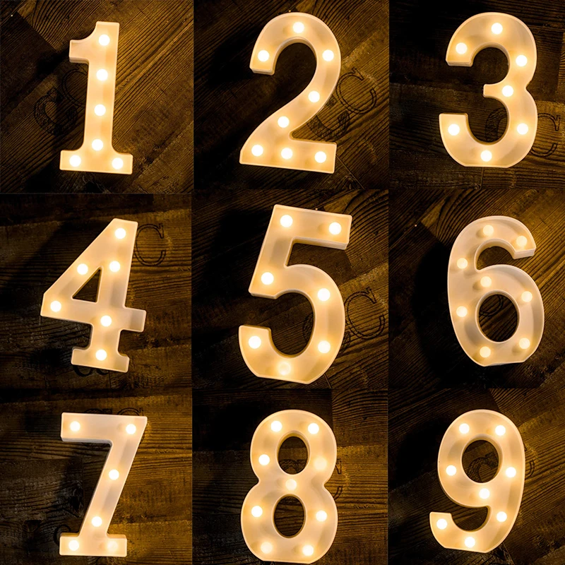 3D LED Night Light Letters 0-9 Number Symbols Wall Hanging Lights Christmas Wedding Birthday Party Holiday Atmosphere Decoration | Лампы и