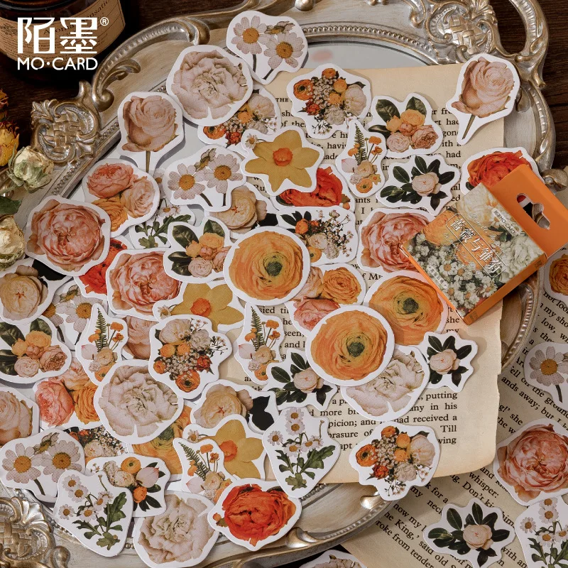 

45 шт./коробка, декоративные наклейки с розами и маргаритками