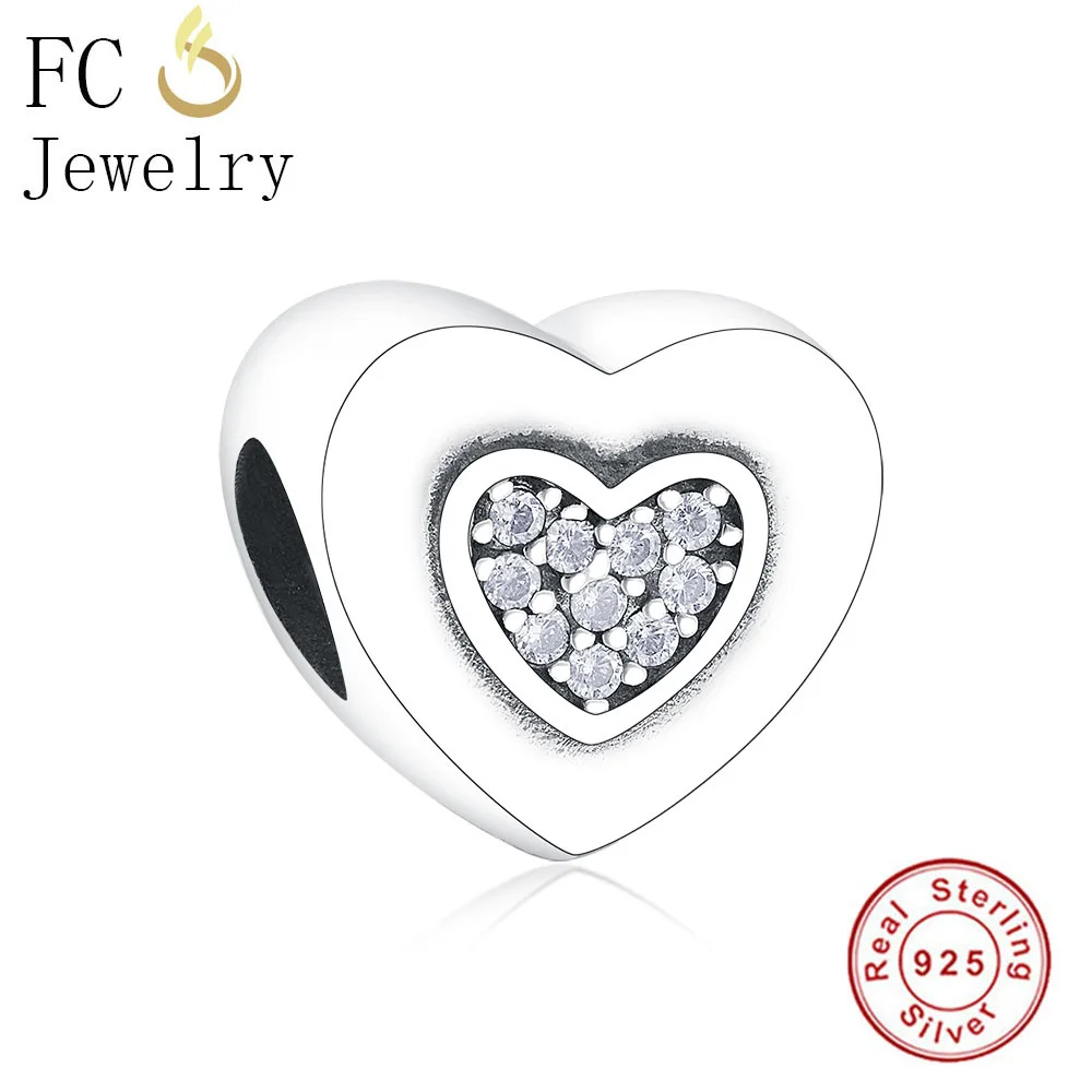 FC Jewelry подходит для оригинального BrandCharm браслета 925 пробы серебро сердце