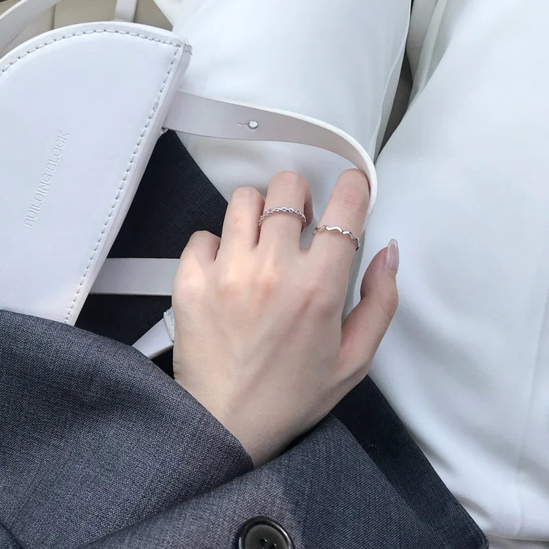 

Регулируемое Открытое кольцо женское кольцо из двух частей с узором в виде волны