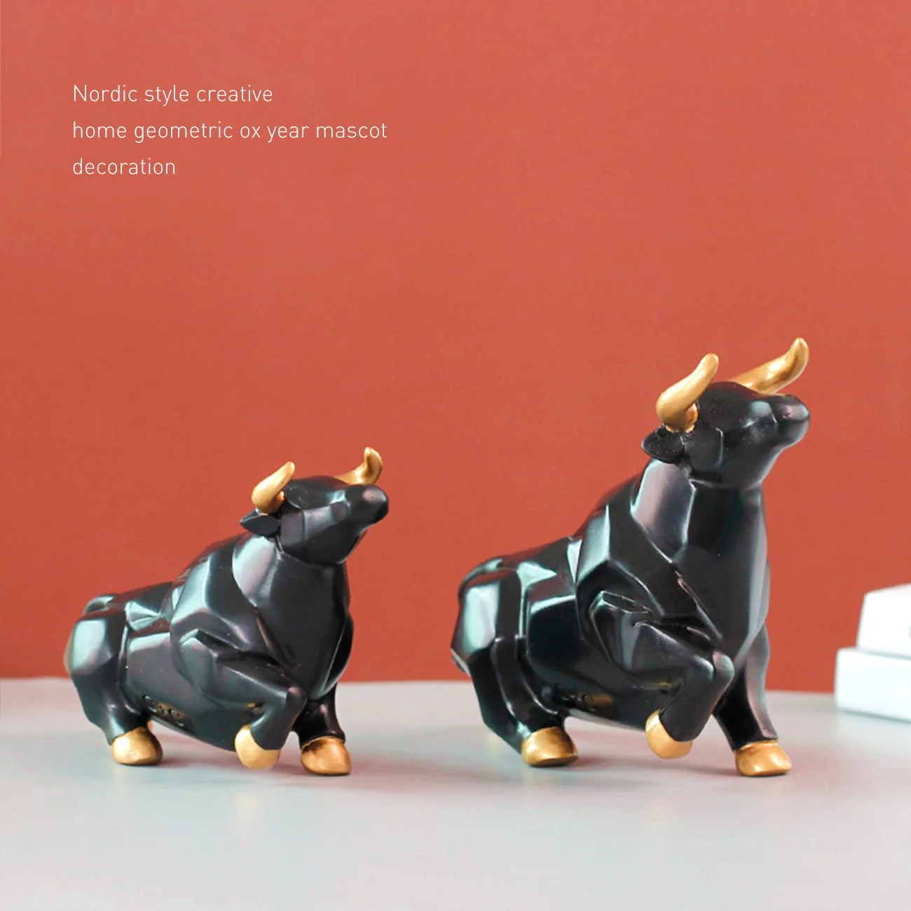 

Resin Bull Statue Bison Sculpture Home ox Year Mascot Decoration Resin Crafts Desk Home Decoration