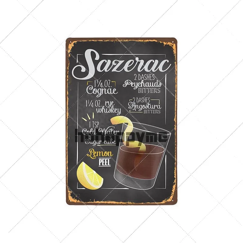 9112836 Коктейльные металлические жестяные вывески Mojito Ретро табличка Куба либр Москву мул настенный плакат паб клуб бар декоративные тарелки 20x30 см - Цвет: 9112836