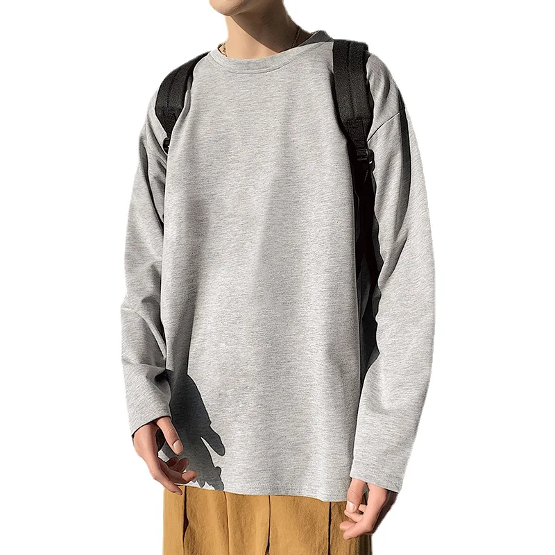 

2021 Solid Color Men White Long Sleeve T Shirts Korean Hip Hop Oversized Man Casual Tee Men's Streetwear Women T Shirts