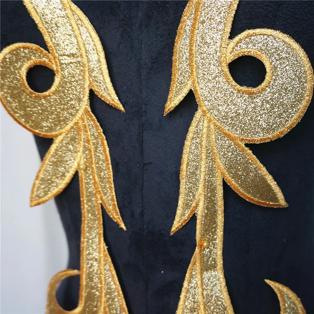 2 шт. Золотая Порошковая накидка ткань для аппликации воротник Пришивные нашивки