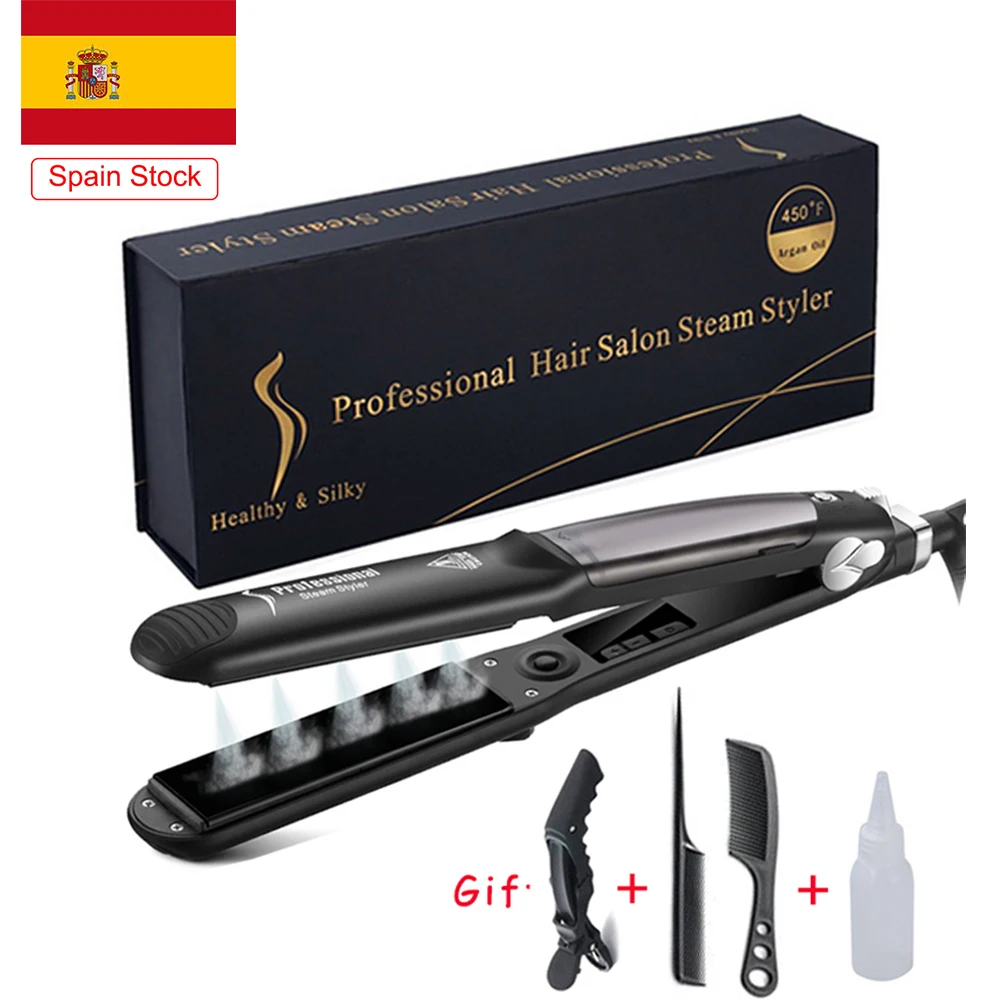

Drop Shipping Steam Hair Straightener Ceramic Vapor Hair Flat Iron Seam Hair Straightening Iron Curler Steamer Hair Styling Tool