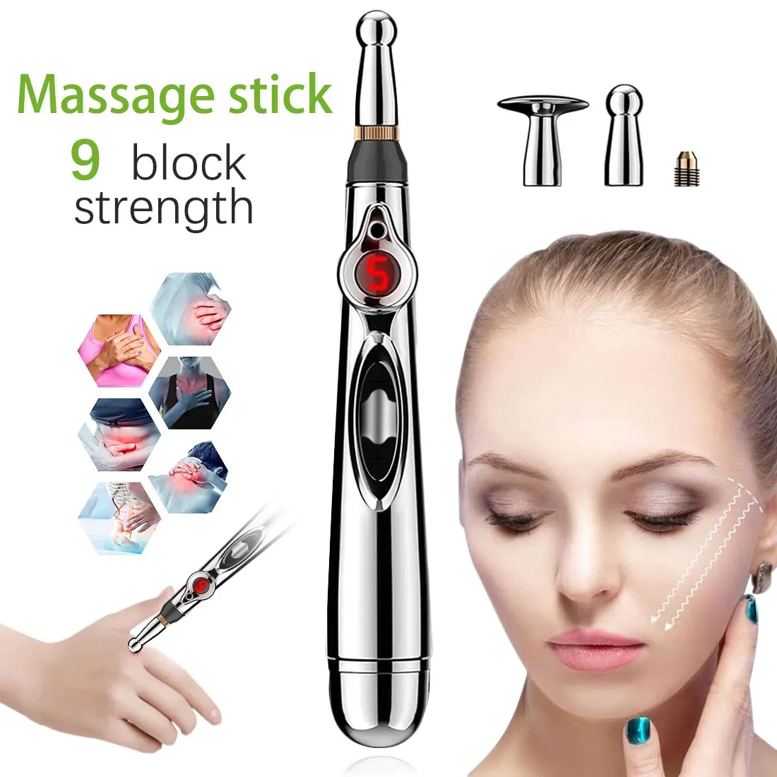 

Electric Acupuncture Point Massage Pen Laser Therapy Electronic Meridian Body Head Back Neck Leg Massager Pen Relief Pain Tools