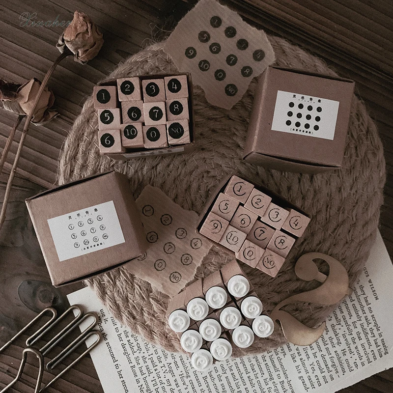 12 шт./компл. винтажный полый/твердый цифровой штамп DIY для скрапбукинга