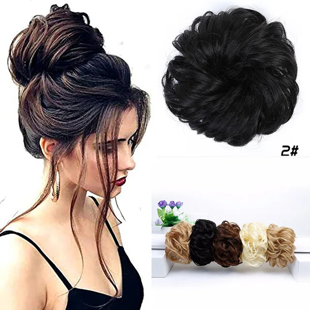 AOOSOO Ladies hair band with rubber band synthetic hair donut hair piece hairpin wrapped ponytail Hairwear - Цвет: 2