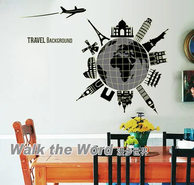 Настенная Наклейка с изображением пейзажа рисунок силуэта города картина для