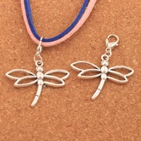 80pcs zinc alloy hollow dragonfly beads clasp european lobster trigger clip on charm beads 32 5x39mm c769