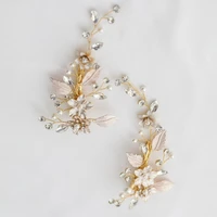 handmade gold flower hair clips bridal pins crystal women headpiece leaf hair accessories wedding prom jewelry