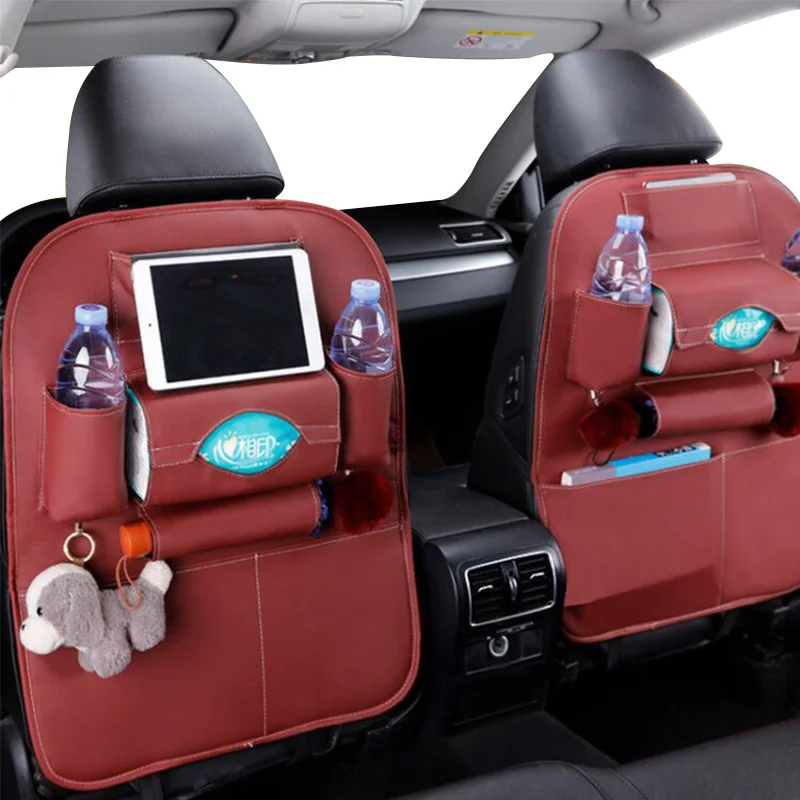 Wine Red Автокресло сумка для хранения кожа спинка сиденья сумку организатор карманы безопасности детей Travel Box Авто организатор многофункциональный ящик для хранения bolsa para el coche сетка в багажник - Название цвета: Wine Red