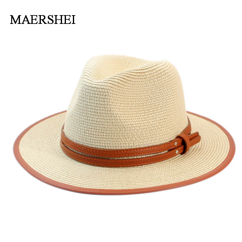 

New Panama Visor Soft Shaped Straw Sun Hat Summer Women/Men Wide Brim Beach Sun Cap UV Protection Fedora Hat