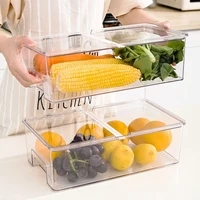 fresh keeping storage box plastic food organize put food transparent fruit vegetable boxesfor kitchen home breathable organizer