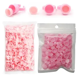 100 шт. одноразовые чернил для татуажа, кольцевой наконечник Перманентный макияж кольца Кепки пигмент держатель наращивание ресниц контейнер для клея