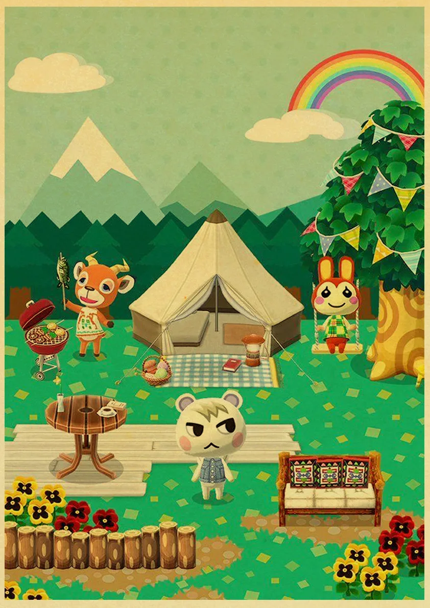 Горячая игра животное пересечение постер Ретро украшение стены живопись для