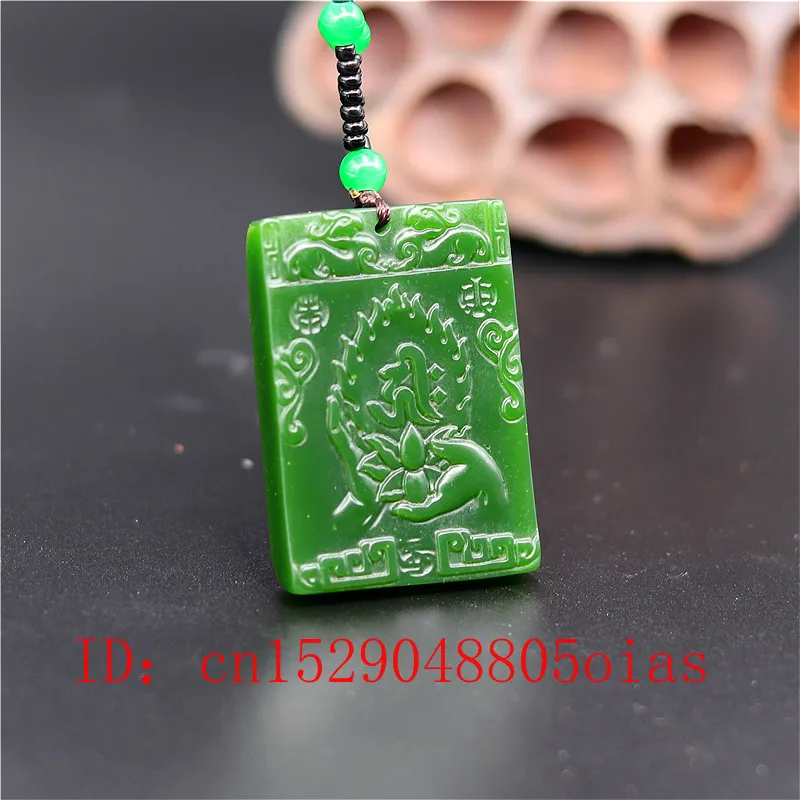 Натуральный зеленый китайский нефритовый Буддизм Лотос кулон ожерелье модное