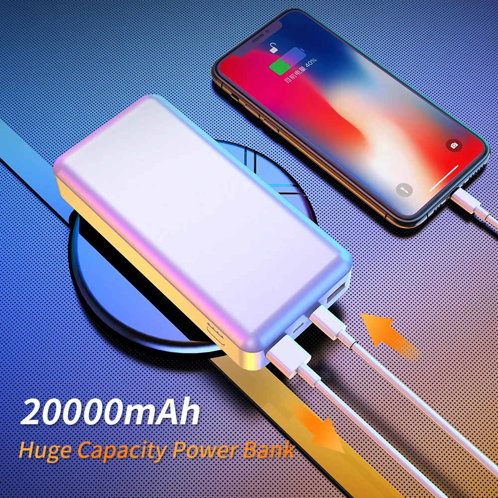 Портативное зарядное устройство с двумя USB-портами 20000 мАч | Мобильные телефоны и