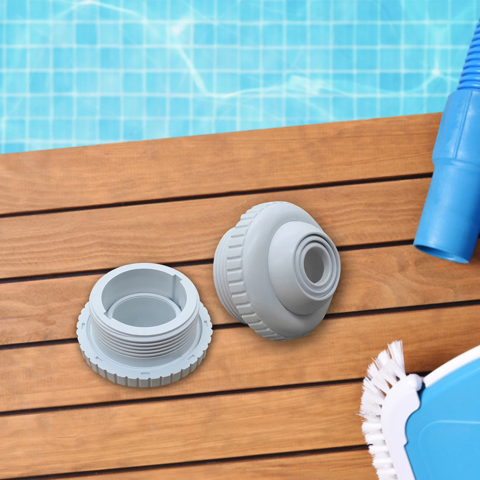 

0.59in Swimming Pool Spa Return PVC Jet Fitting With Adjustable Jet Eyeball Massage Nozzle Inlet And Outlet Bathtub Bath