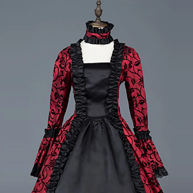Маскарадные вечерние платья 18-го века красные и черные парчовые бальные Платья с