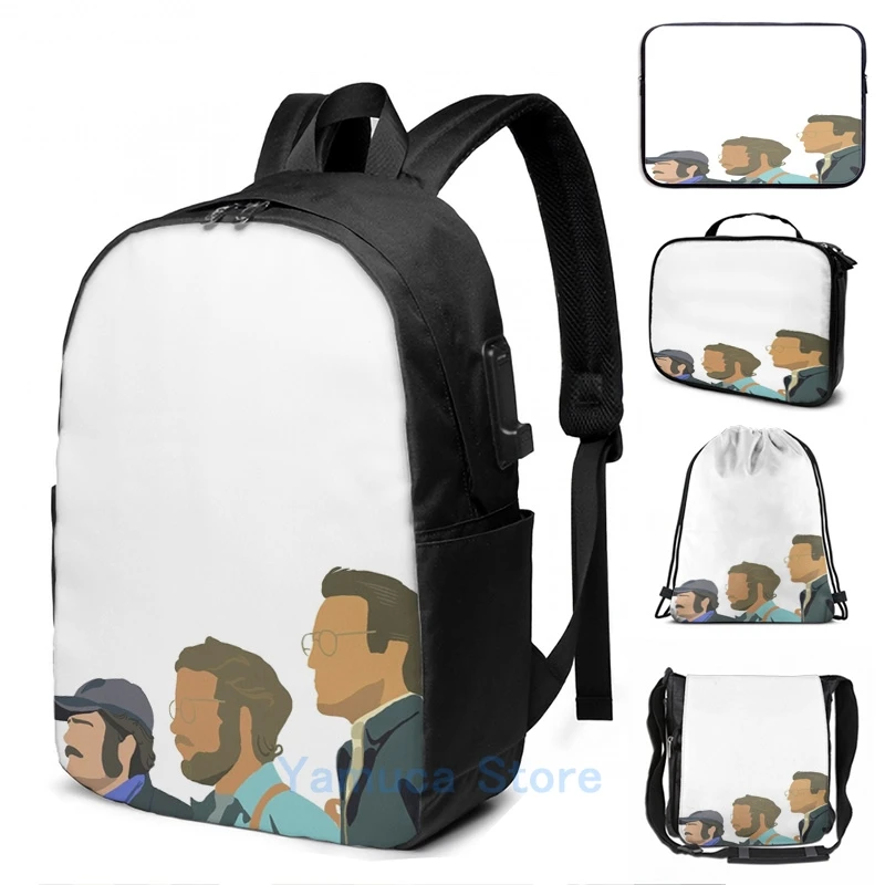 Funny Graphic print Jaws Silhouette USB Charge Backpack men School bags Women bag Travel laptop | Unisex Backpacks