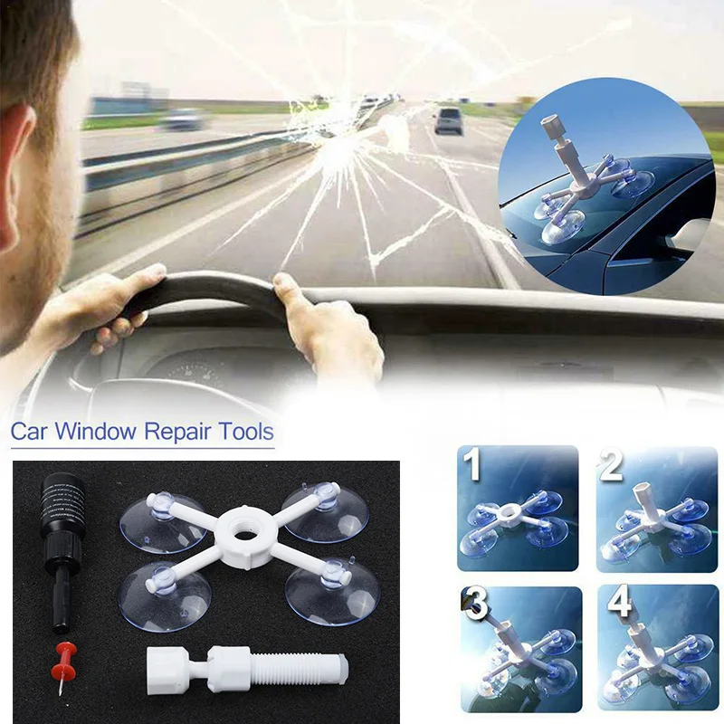 

DIY Car Glass tool Repair Plastics White Chip Scratch Fix Cracked Screen Windshield