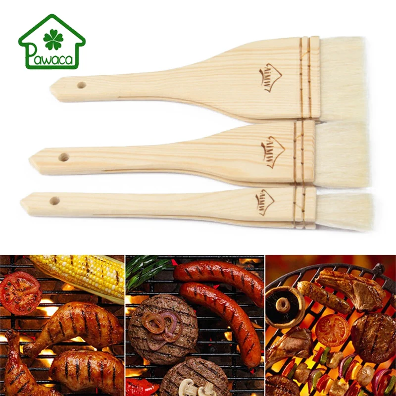 Pawaca высокое качество щетки барбекю наметка масло щётка с деревянной ручкой