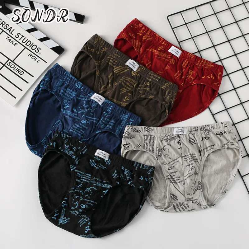 

SONDR 5Pcs/Lot 100% Cotton Mens Briefs Plus Size Men Underwear Panties Set Comfortbale Male Breathable Lingerie Briefs L-4XL