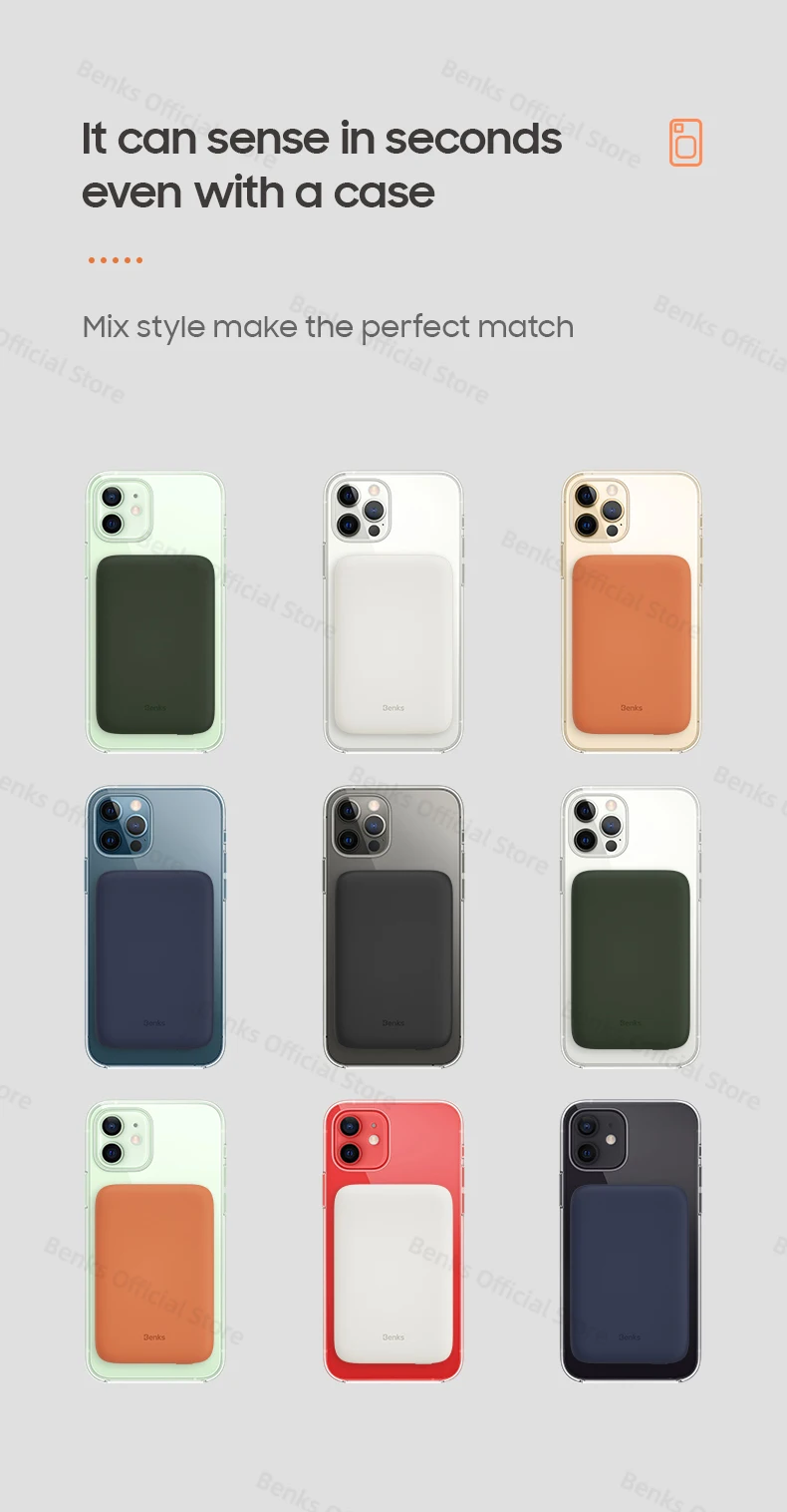 

Benks Type-C PD 18W Magnetic Wireless Portable Power Bank For Iphone 12 Mini Pro Max 11 Series Bluetooth Headset Android Charger