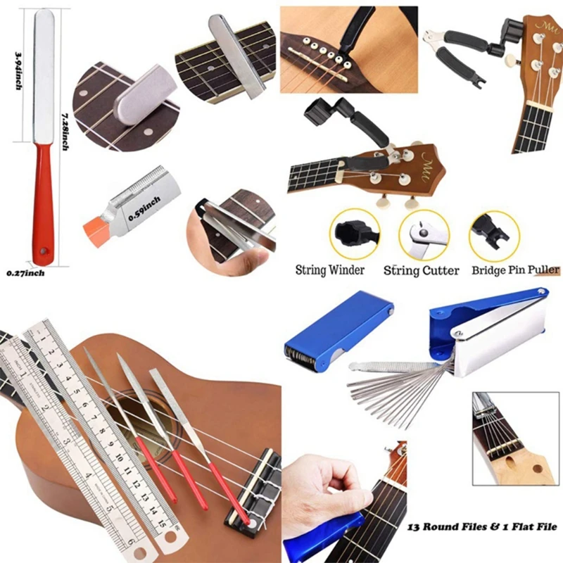 

Guitar Tool Kit Repairing Maintenance Tools String Organizer String Action Ruler
