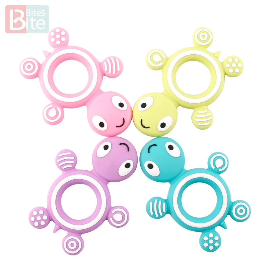 10PCS/5PCS Silicone Baby Teethers Turtle Food Grade Tortoise Silicone Tiny Rod Children's Goods Nurse Gift Baby Teether Toys