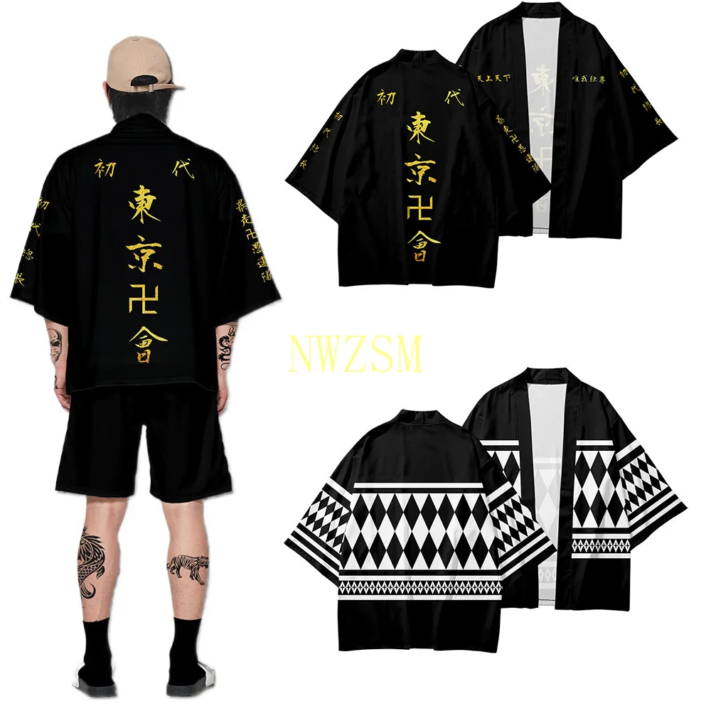 

Anime Tokyo Revengers T-shirt Hanagaki Takemichi Ken Ryuguji Cloak Tops Jackets Draken Haori Ryuguuji Ken Mikey Kimono Coats Men