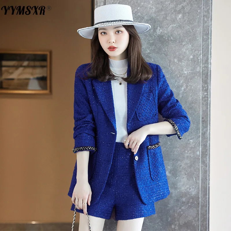 

Autumn Women's Office Pants Suit Two-piece Set 2022 New Temperament Slim Long-sleeved Ladies Jacket Fashion High-waist Shorts