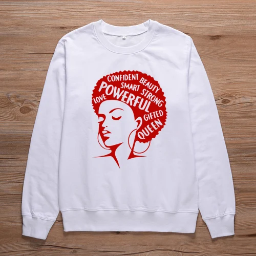 ONSEME афро леди Графический свитер женский наряд христианский Crewneck Толстовка Унисекс уличные пуловеры Толстовка спортивный костюм - Цвет: White-Red