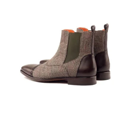 

Mix And Match Style Chelsea Boots Plaid STyle High-Quality Materials With High Quality Genuine Leather Chelsea Boots D317
