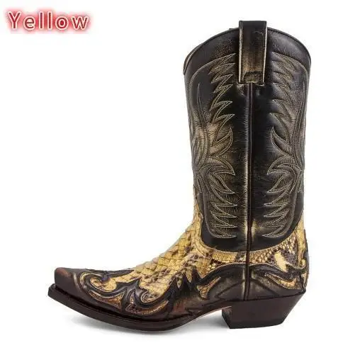 

Embroidered Black and white fashion versatile men's boots 48