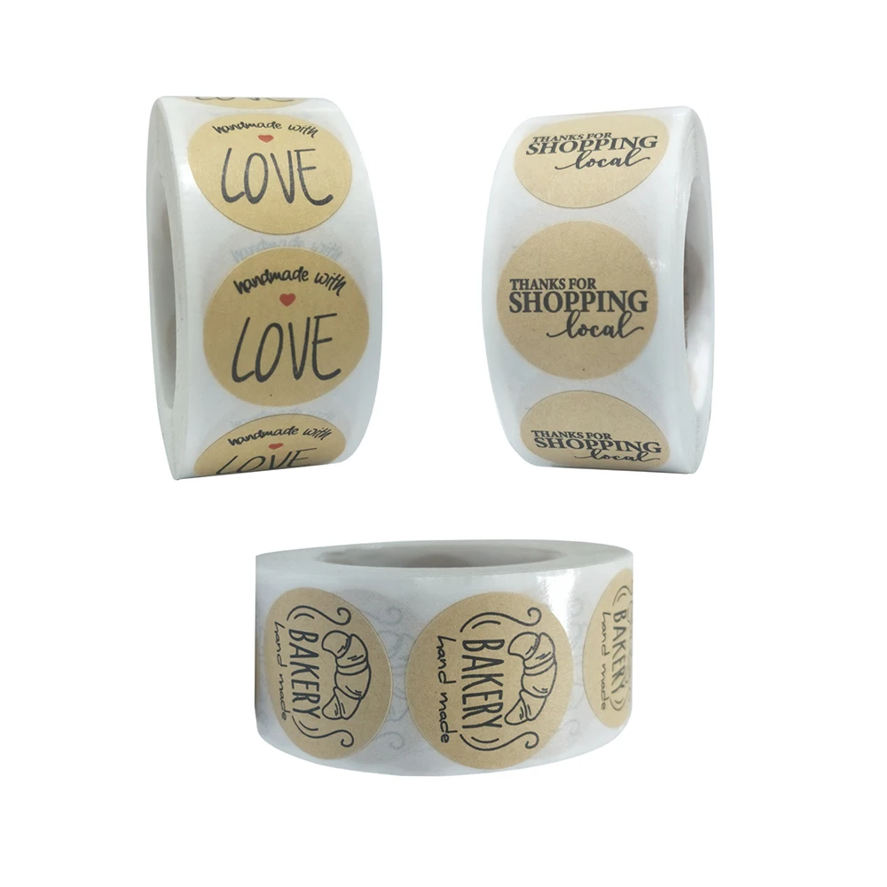 

Наклейки ручной работы с любовью из крафт-бумаги, 500 шт., 25 мм, круглые наклейки, фотообои, свадебное украшение