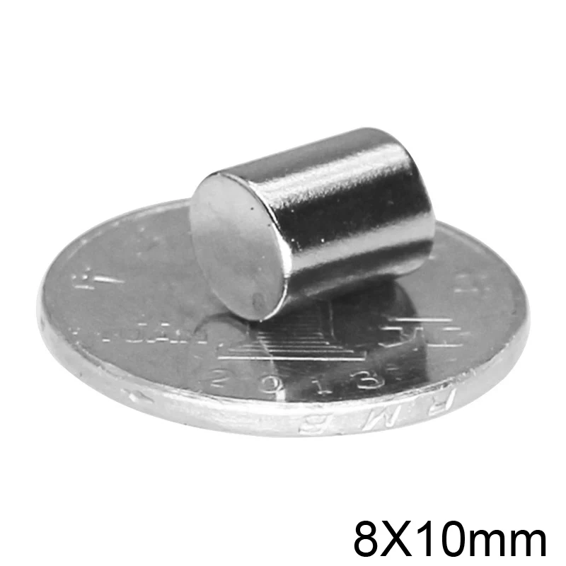 

5 ~ 100 шт. 8x10 мм Сильный цилиндр редкоземельный магнит Круглые неодимовые магниты 8 мм x 10 мм маленький магнитный диск 8*10 мм N35 8x10 мм