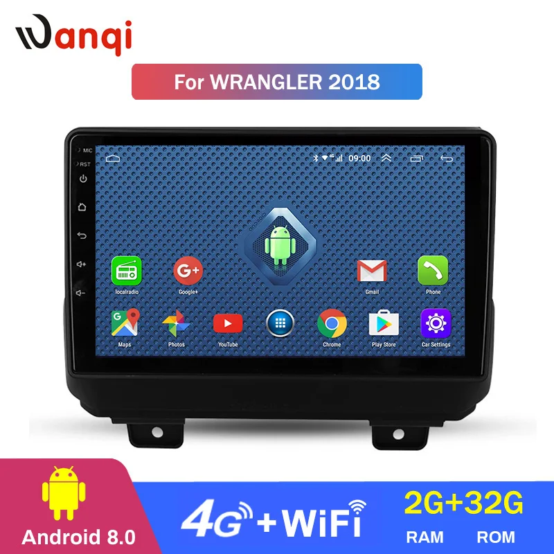 Автомобильный мультимедийный плеер Wanqi 9 дюймов 2.5D IPS Android 1 GPS для Jeep Wrangler 2018 DVD