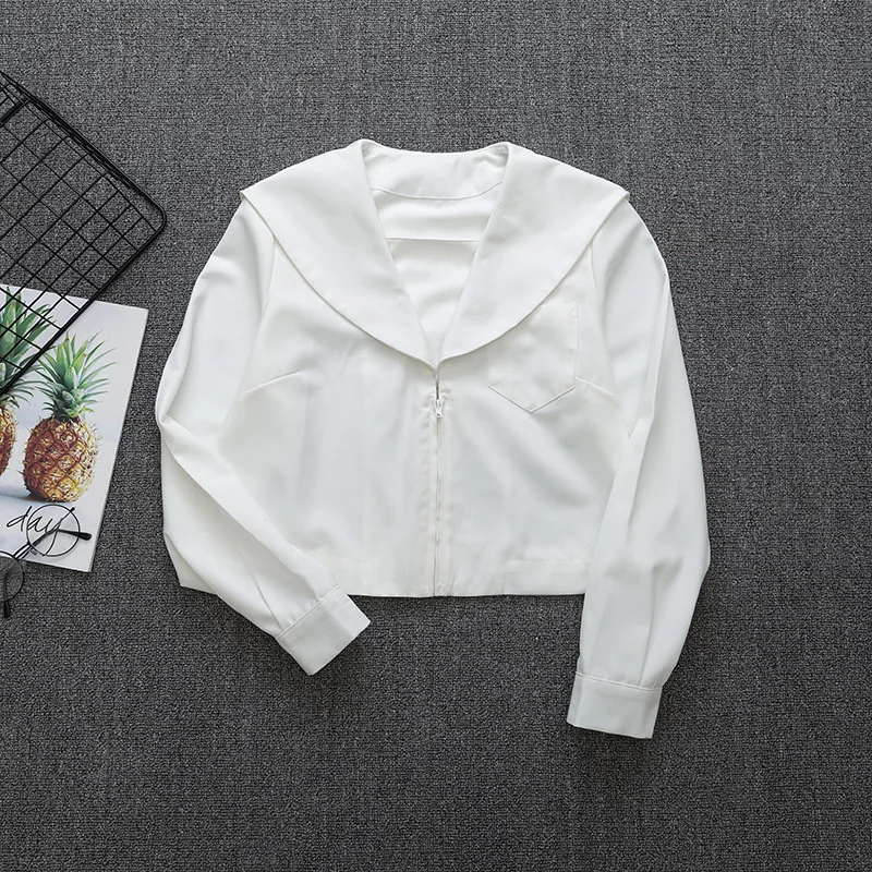 

Japanese School Long Sleeve White Sailor Suit T-shirt Sapporo Lapel Kanto Kansai Lapel Nagoya Lapel JK Uniforms Business Tops