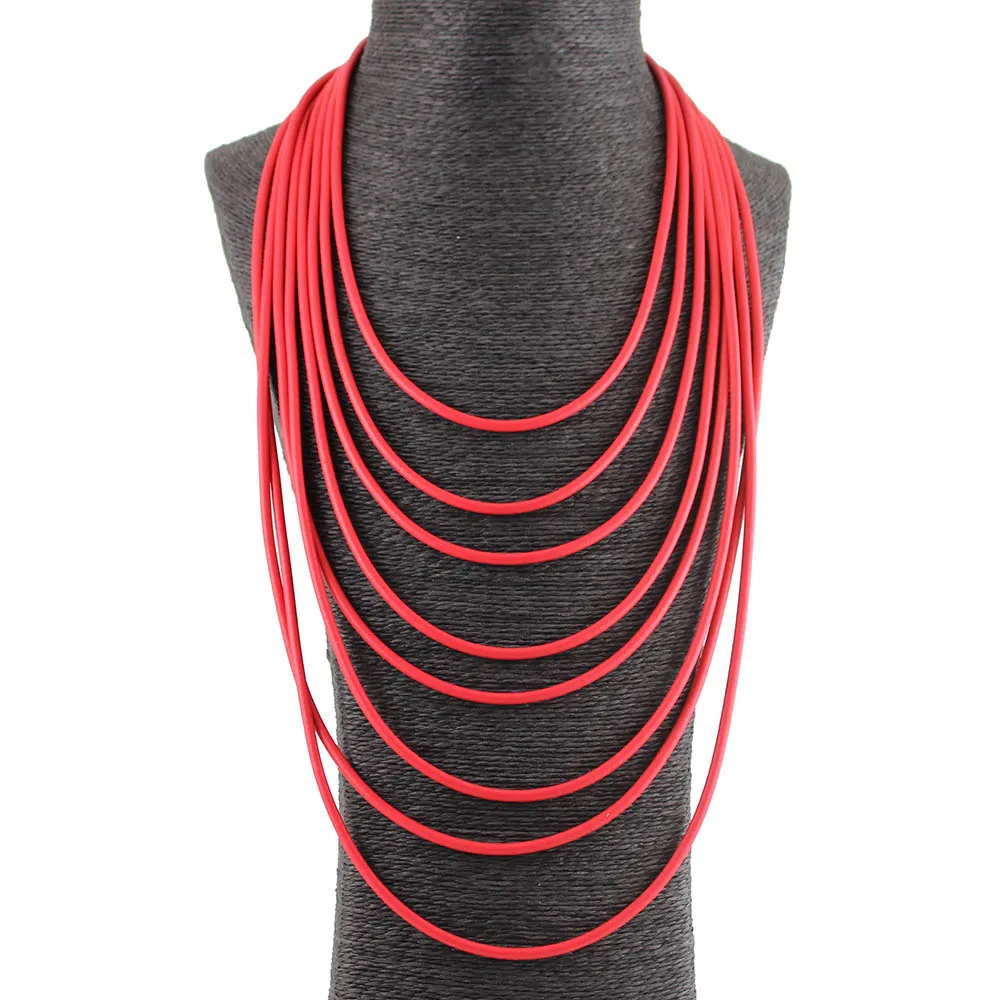 Женская длинная резиновая подвеска в стиле панк красного цвета многослойное