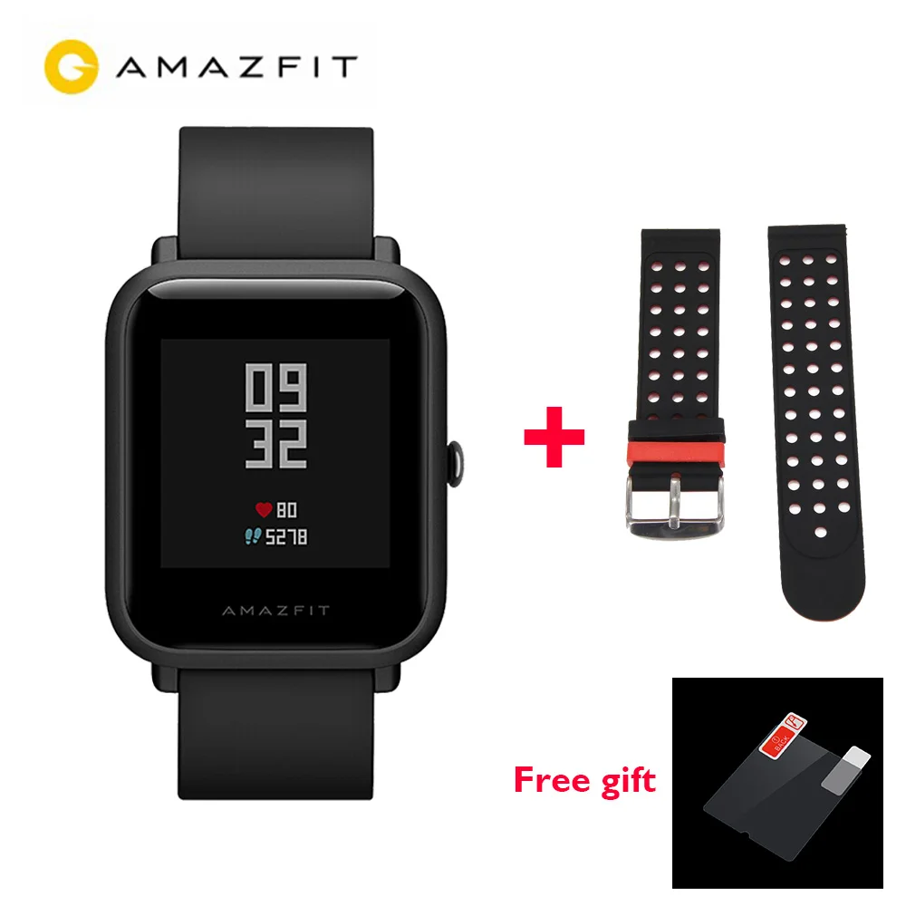 Black w black strap Международная версия Huami Amazfit Bip Beep IP68 gps Смарт часы 45 дней в режиме ожидания сердечного ритма здоровья трекер умные часы - Цвет: Black w black strap