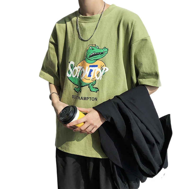 

2021 Summer new 5-point mid-sleeve men's t-shirt casual five-sleeve men's T-shirt loose-fitting T-shirt oversized t shirt