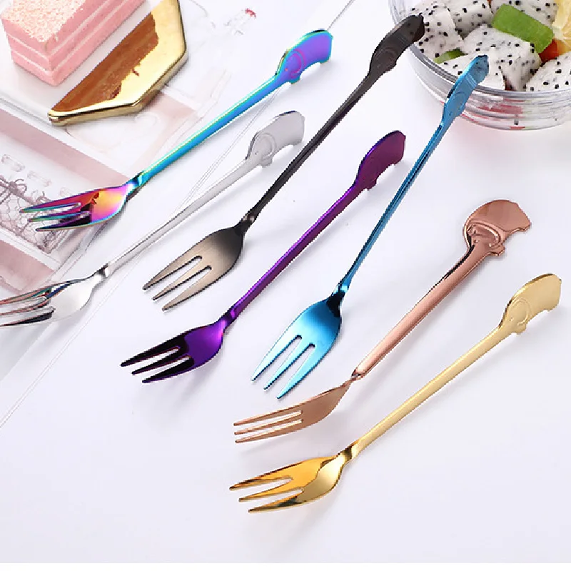 

1pc Creative Coffee Tea Elephant Spoon Stainless Steel Stirring Spoon Dessert Dessert Fork Cutlery Set Flatware Spoon 2021 New