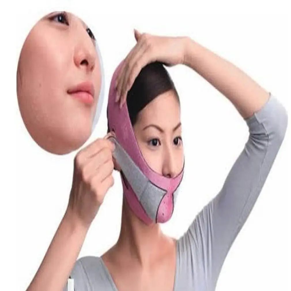 Портативная подтягивающая V-образная маска для лица с тонким ремнем лифтинга