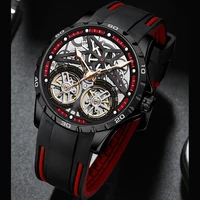 ailang mens watch advanced sports automatic winding clock fashion silicone strap tourbillon skeleton mechanical watch new