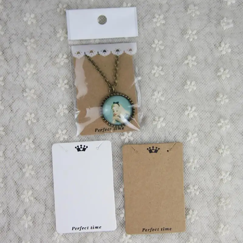 

100 Pcs 7.5x5cm Kraft Paper Ear Studs Hang Tag Jewelry Display Card Pendant Craft DIY X7JB