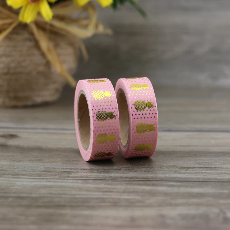 10 м декоративная Золотая фольга васи лента розовый ананас DIY Скрапбукинг