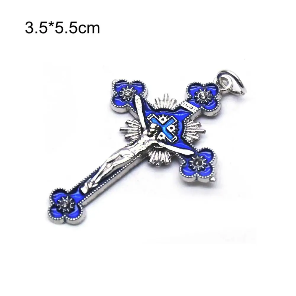

QIGO Enamel Plum Cross DIY Religious Necklace Pendant Accessories 3.5*5.5cm 12pcs/LOT