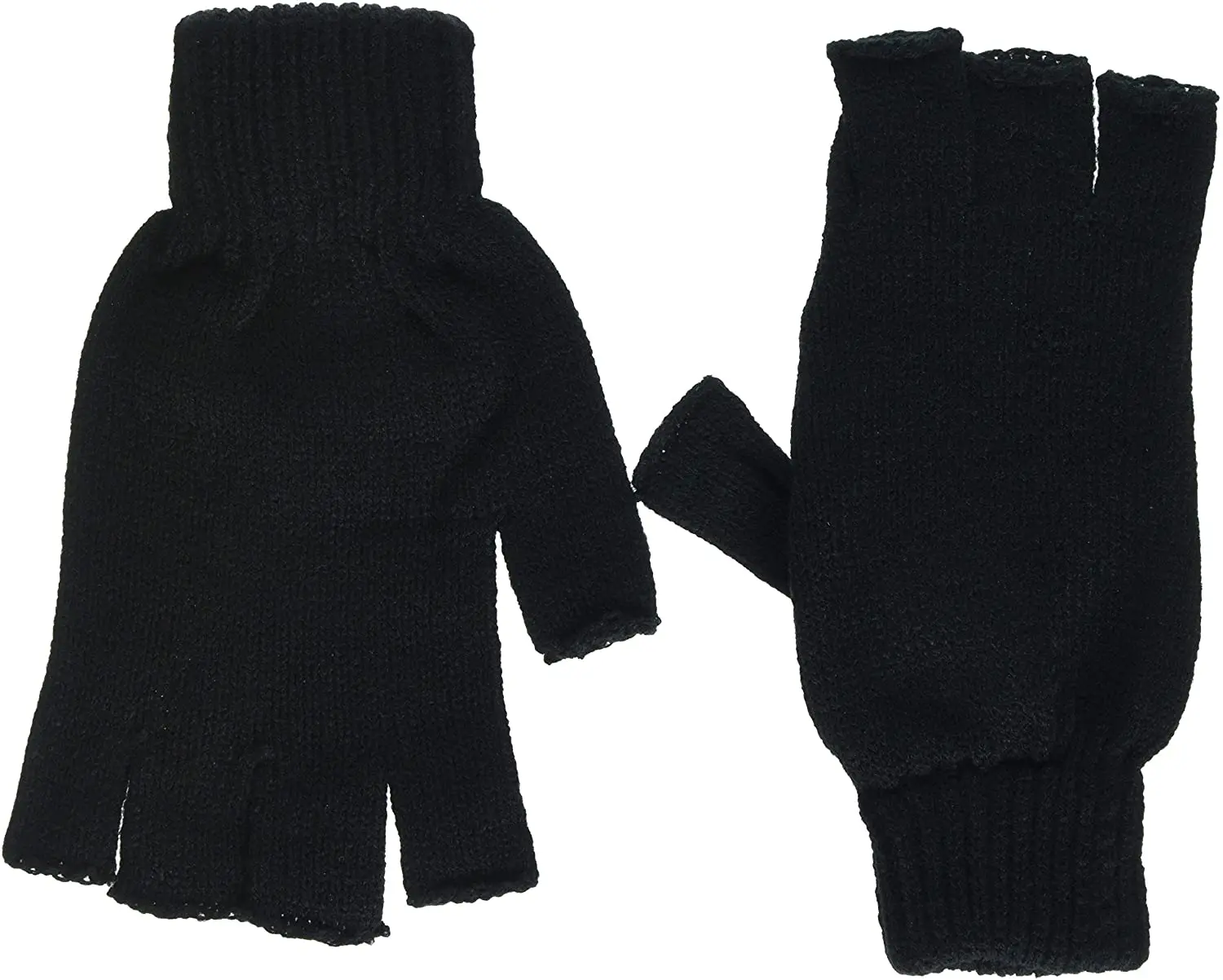 

Men's Fingerless Mitt Gloves, Black (Black), Large (Manufacturer Size:L)
